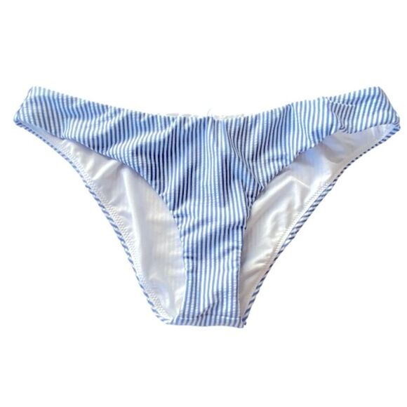 J Crew Blue White Seersucker Hipster Bikini Bottom Sz M NWT - Picture 5 of 16